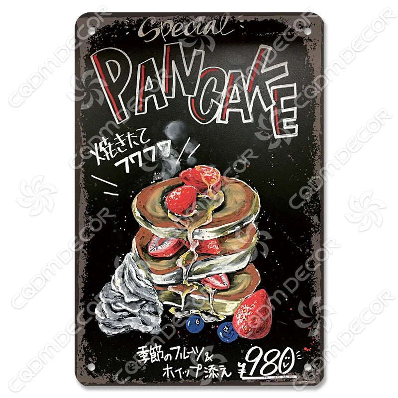 Vintage Ice Cream & Coffee Metal Sign Decor
