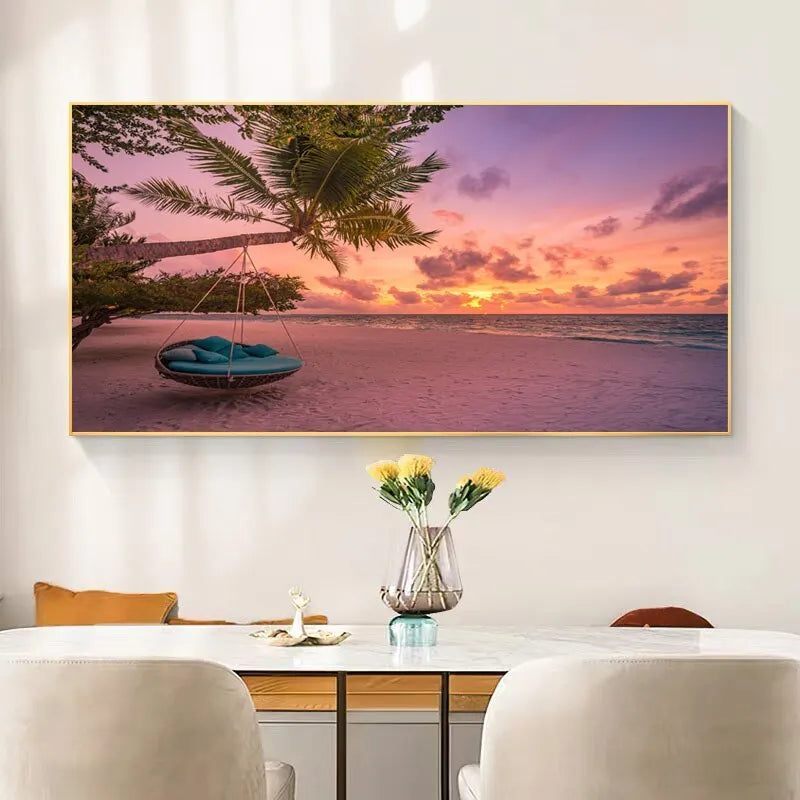 Beach Hammock Canvas Art Print for Home Decor