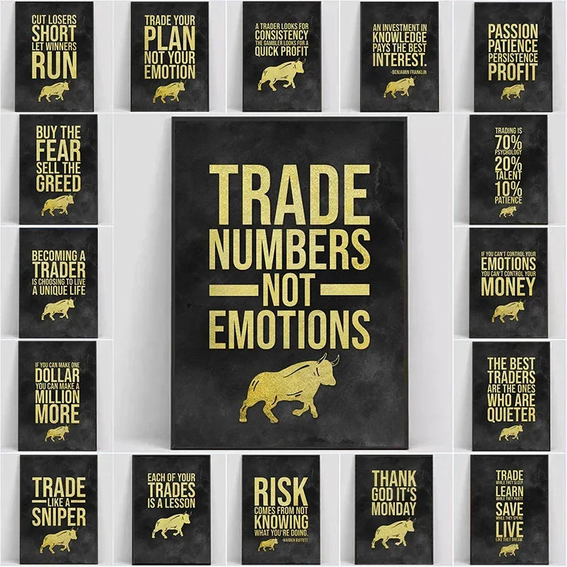 Black Gold Stock Market Motivational Canvas Wall Art