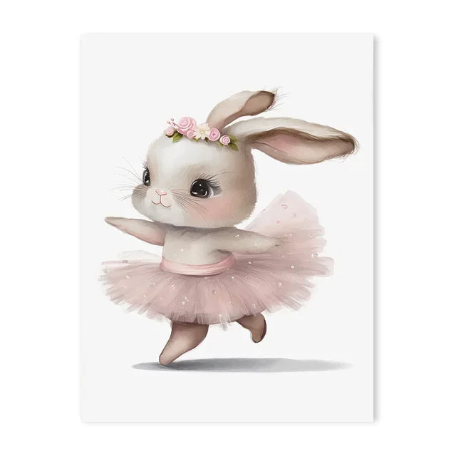 Ballerina Bunny Wall Art for Kids' Room Decor