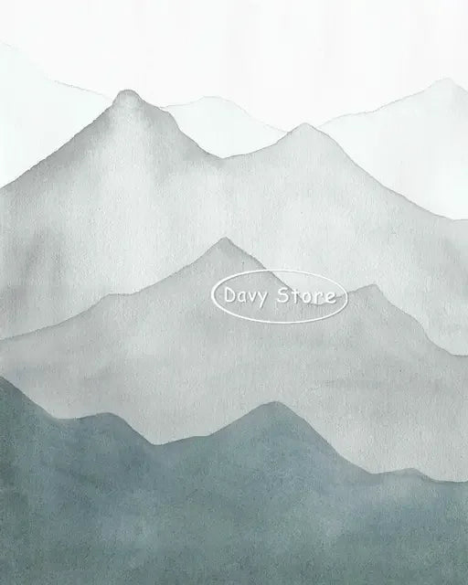 Grey Mountain Watercolor Canvas Art Print Decor