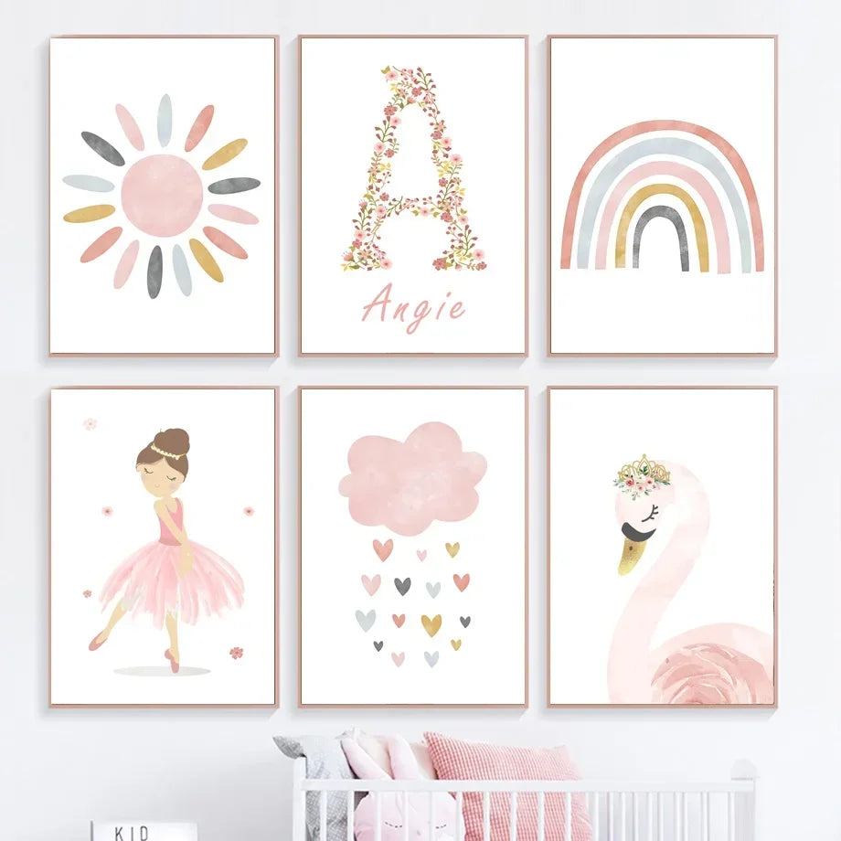 Ballet Swan Crown Boho Nursery Canvas Art Prints