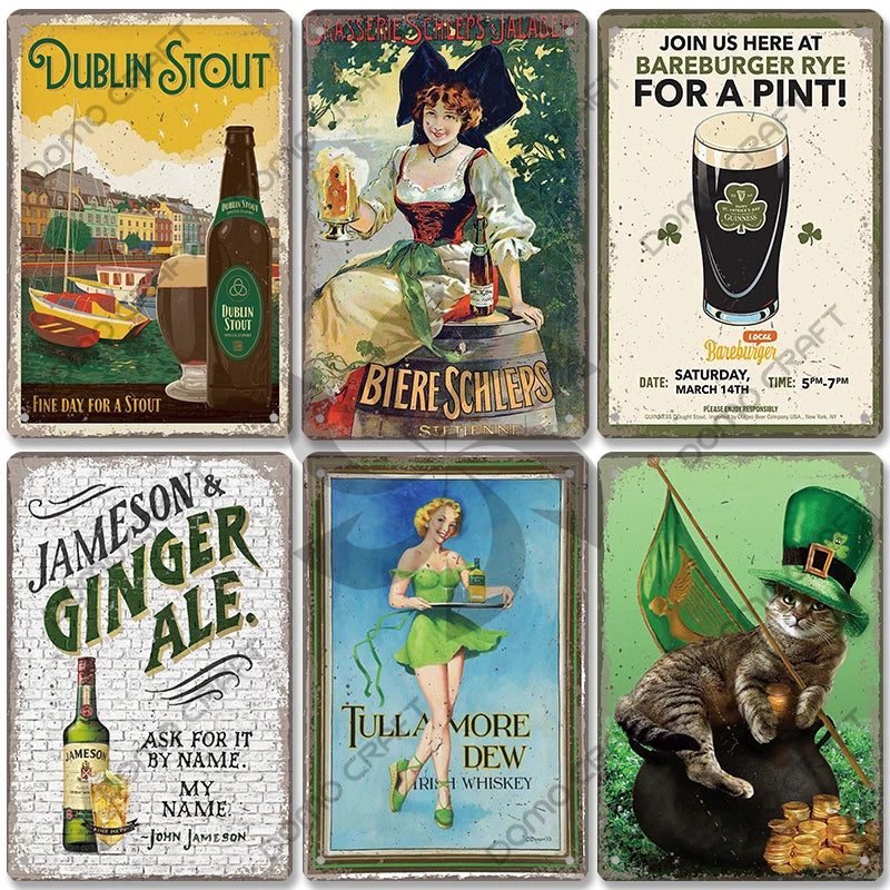Vintage Irish Whiskey Metal Sign - Bar Pub Wall Decor