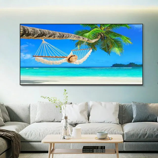 Beach Hammock Canvas Art Print for Home Decor