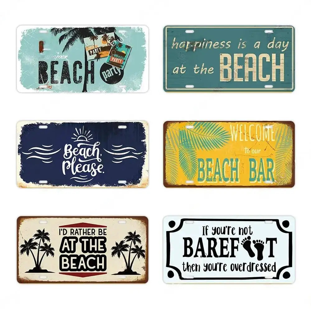 Vintage Surf Beach Tin Sign Metal Plaque for Bar