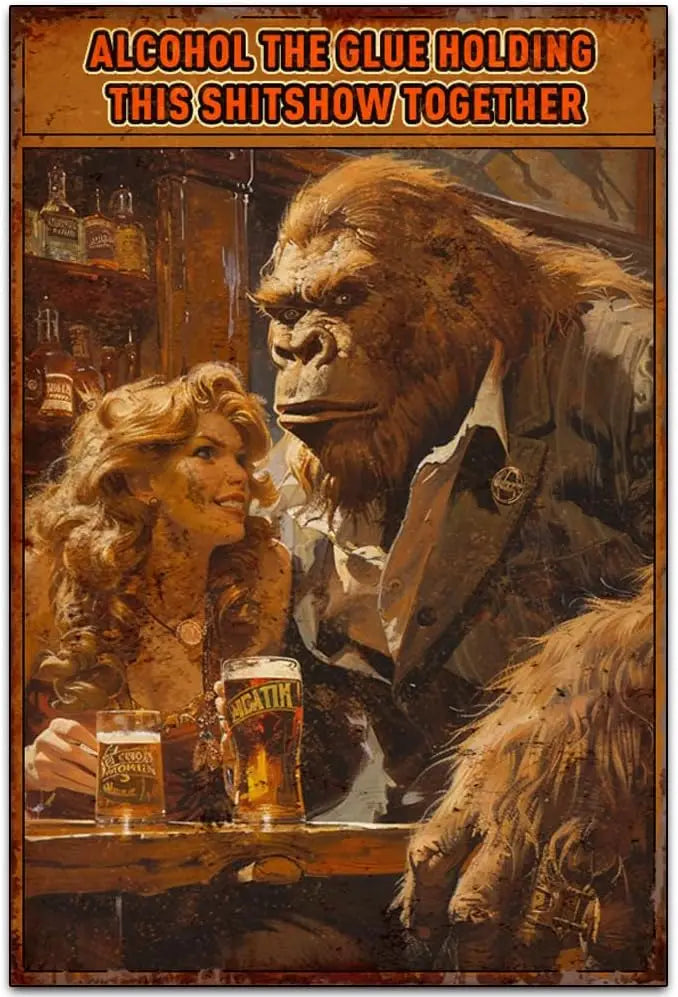 Vintage Alcohol Tin Sign: Retro Wall Art Decor