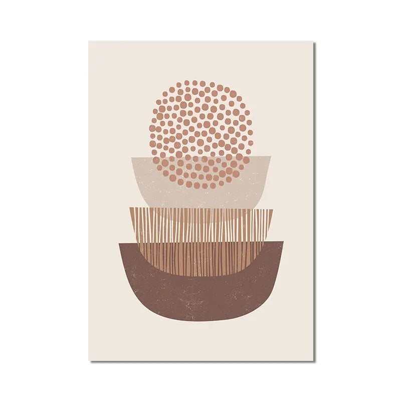 Boho Geometric Leaf Canvas Art: Nordic Wall Decor