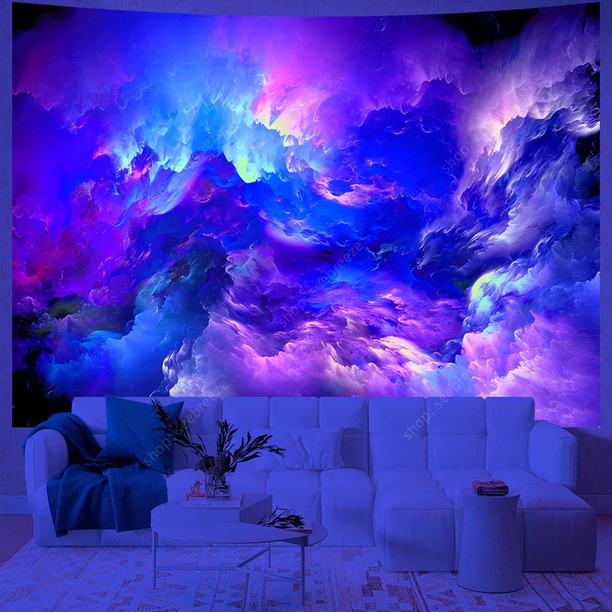 Galaxy UV Tapestry: Psychedelic Nebula Wall Art Decor