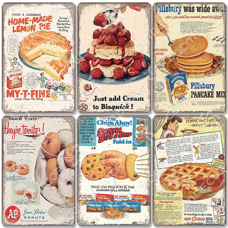 Vintage Ice Cream & Coffee Metal Sign Decor