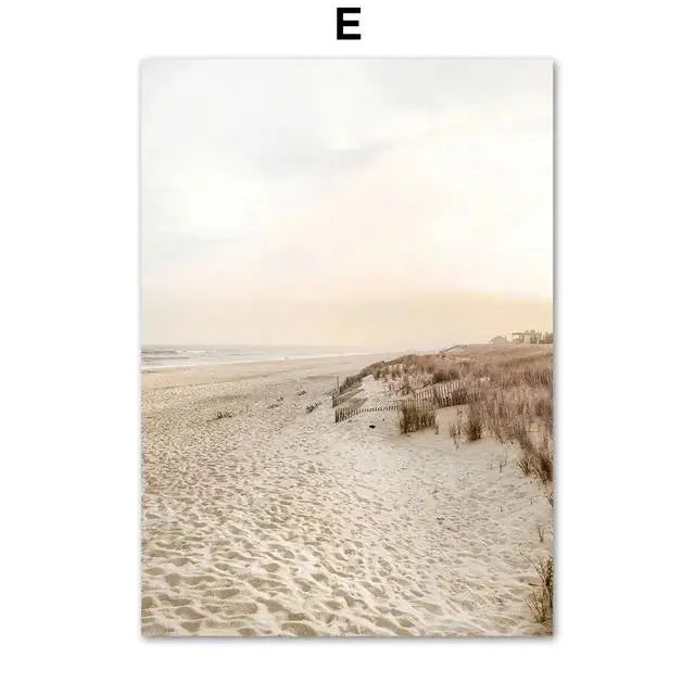 Boho Beige Nordic Lake Canvas Wall Art Decor