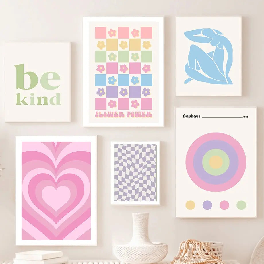 Bauhaus Flower Matisse Pastel Wall Art Canvas Decor