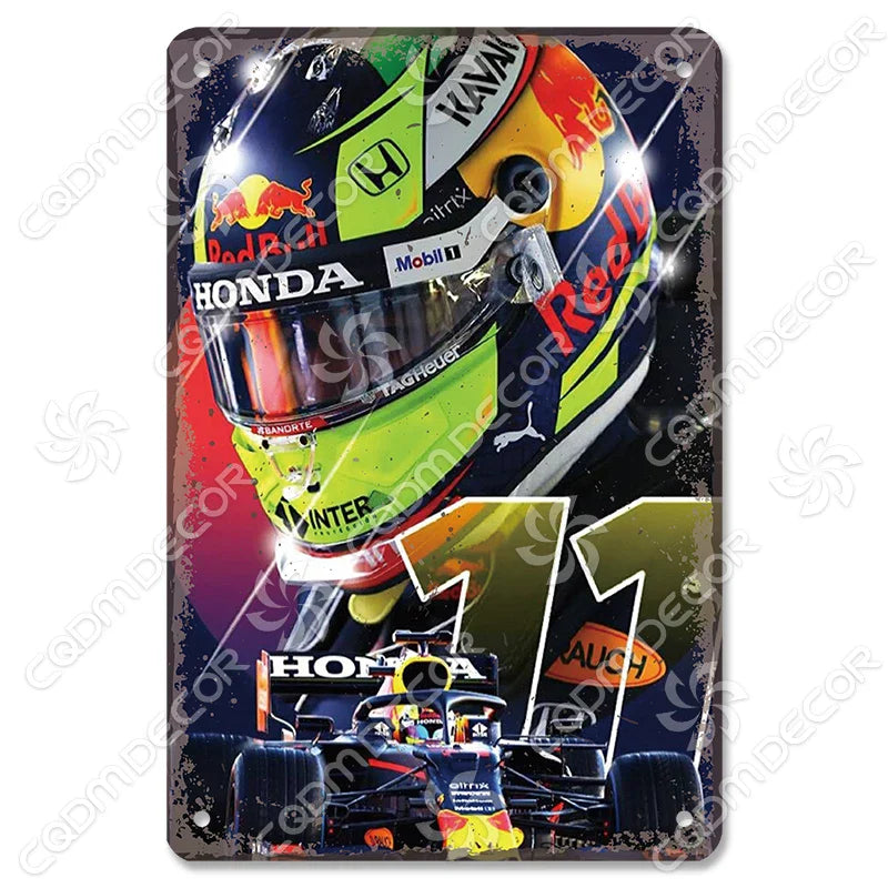 Vintage F1 Racer Metal Sign 20x30cm Wall Art Decor