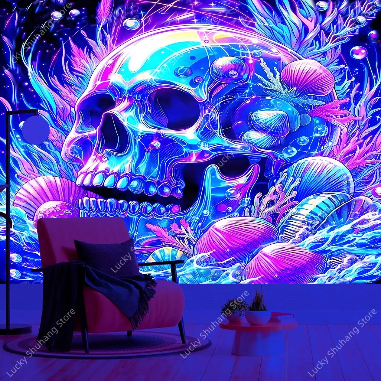 Galactic Skull UV Tapestry Wall Art Decor