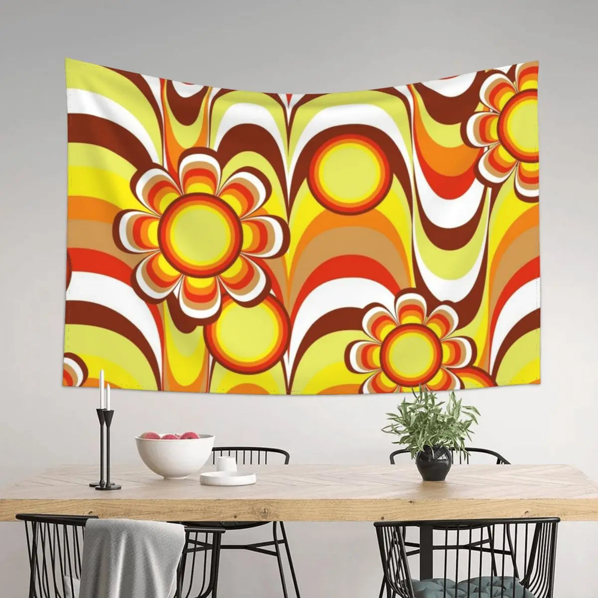60s Psychedelic Flower Wall Tapestry Decor
