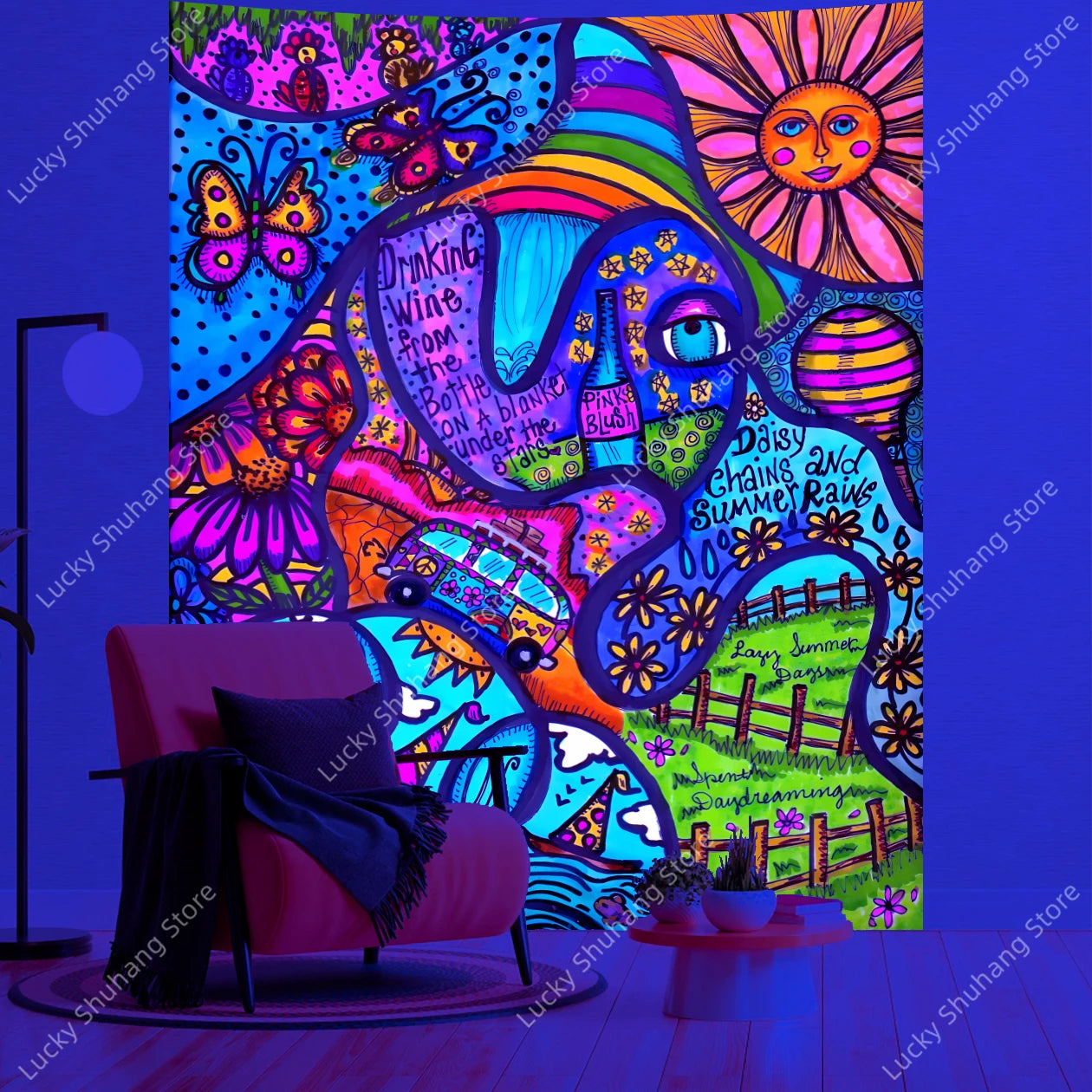 Bohemian Psychedelic UV Tapestry Wall Art Decor