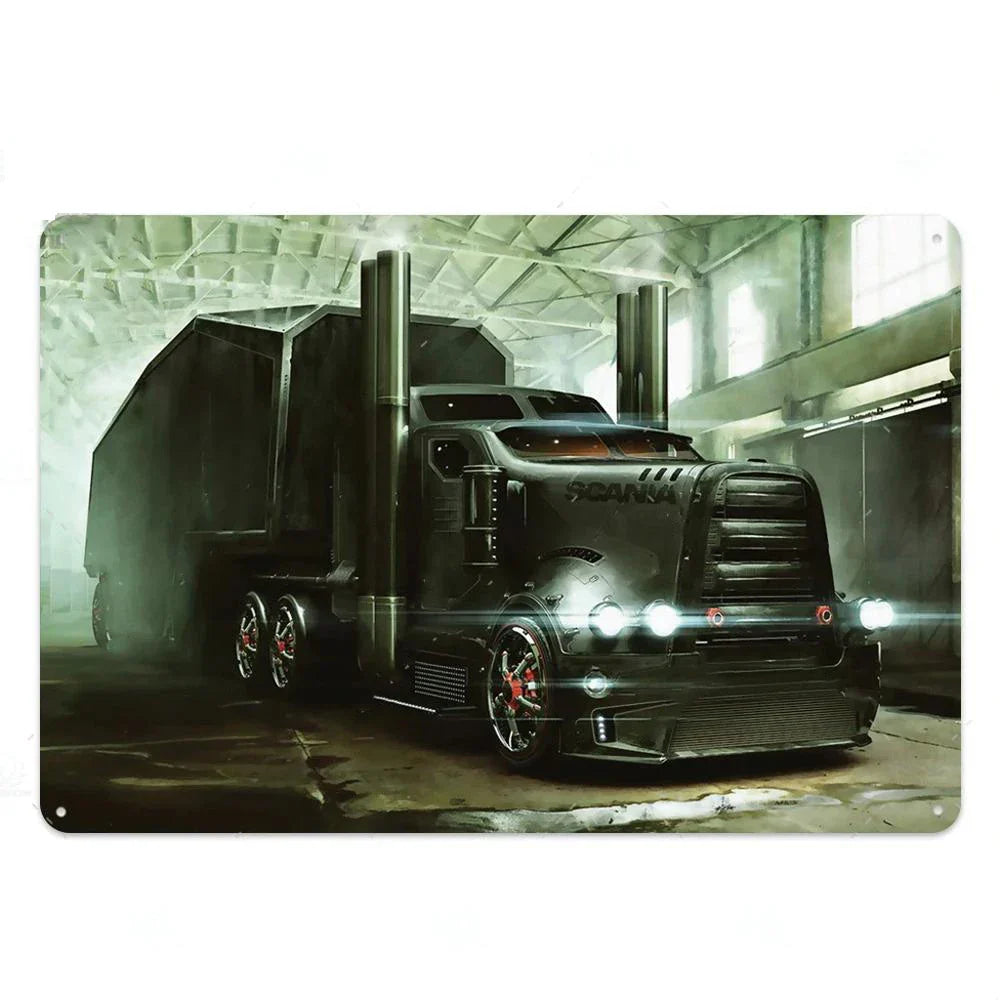 Vintage Truck Metal Signs for Garage Bar Decor