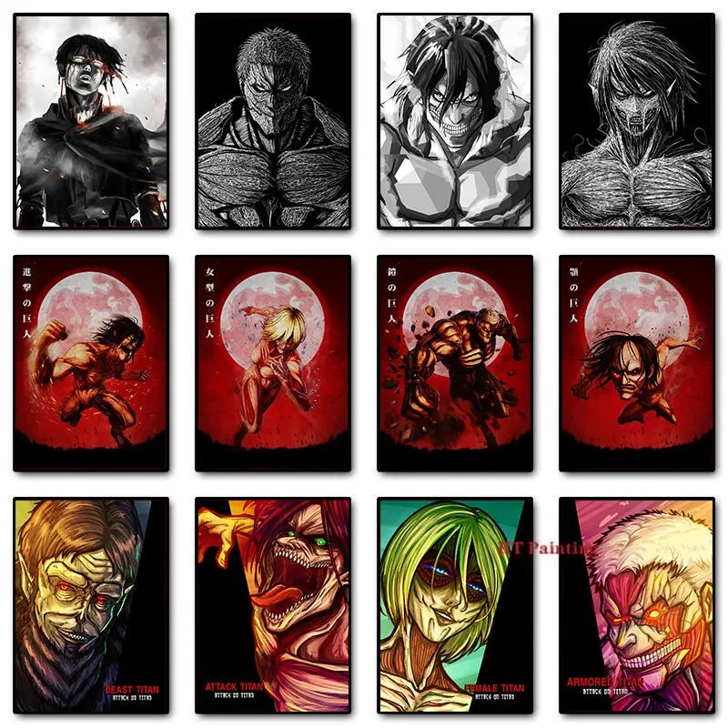 Attack on Titan Titan Characters Canvas Poster Art
