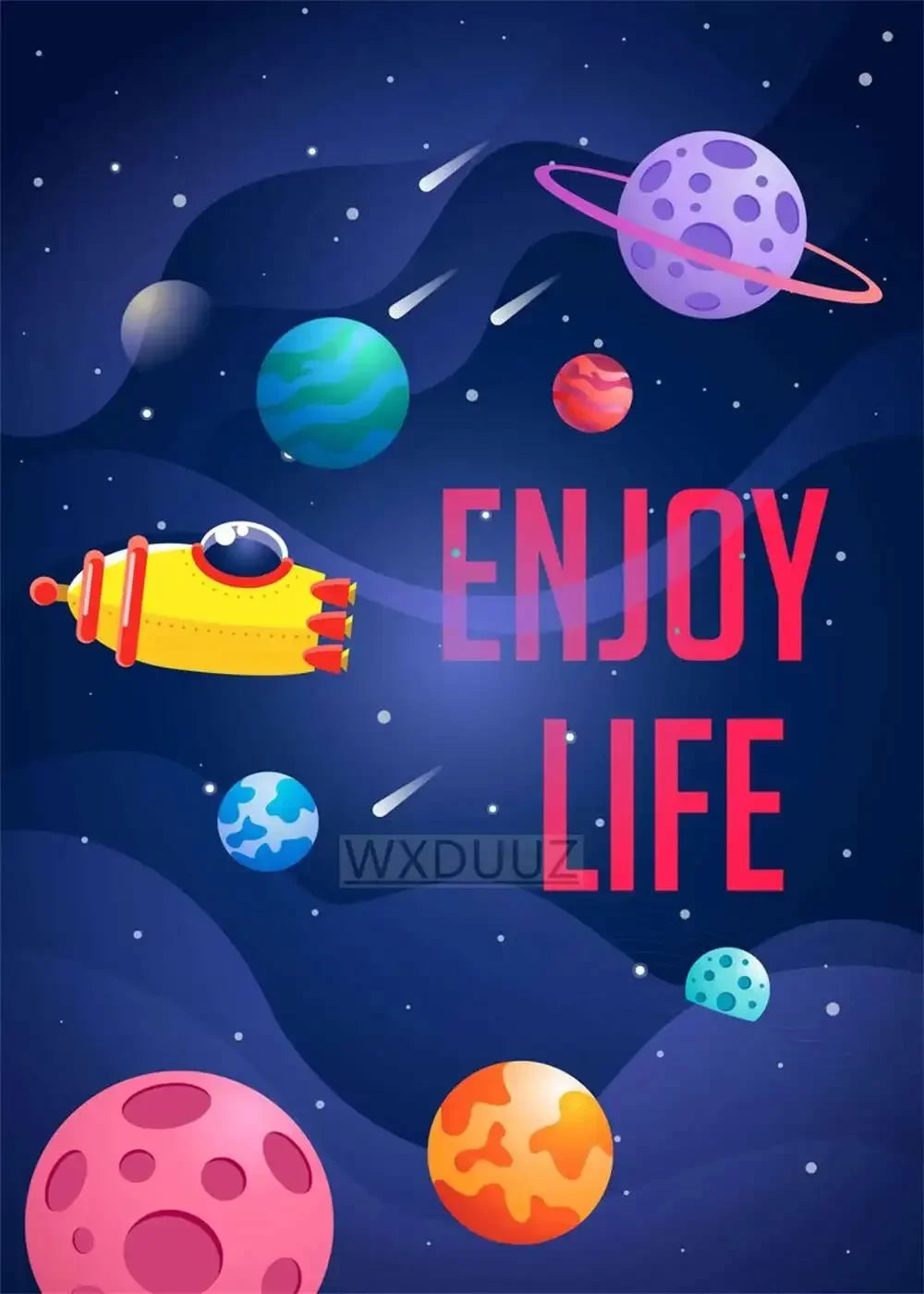 Astronaut Rocket Space Art Poster for Kids Room Decor