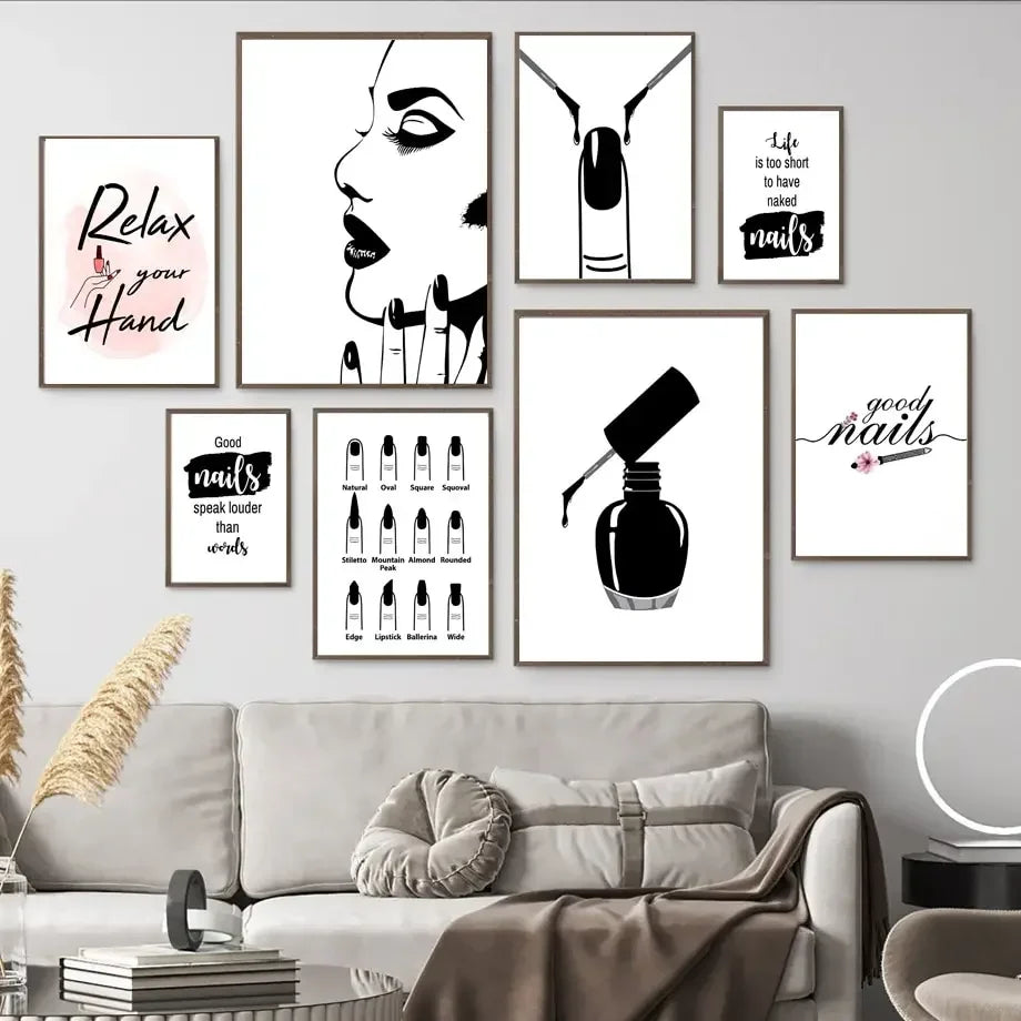 Nail Art Canvas Poster - Modern Wall Decor for Bedroom