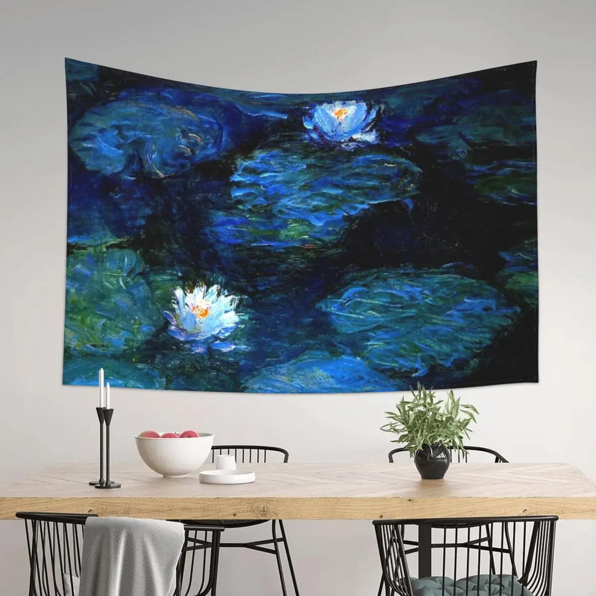 Monet Water Lilies Blue Tapestry Wall Decor