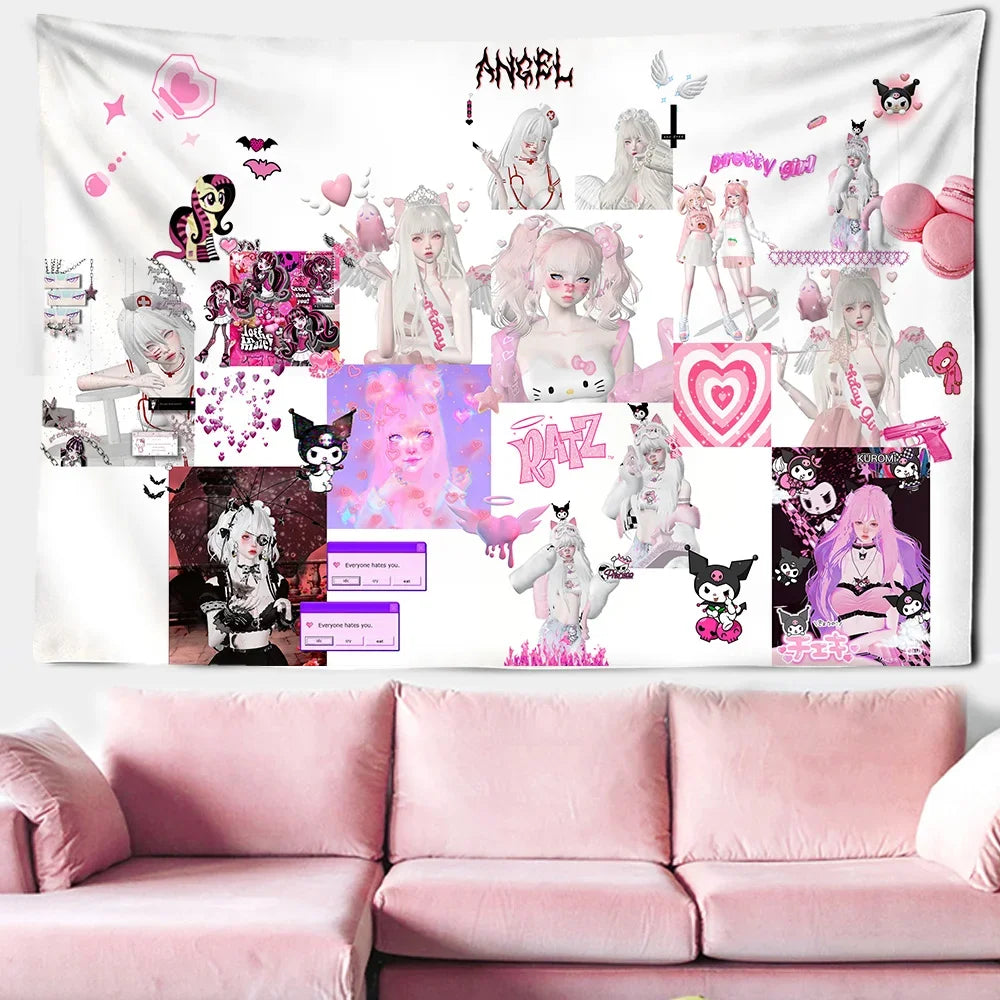 Anime Kawaii Retro Wall Tapestry Decor