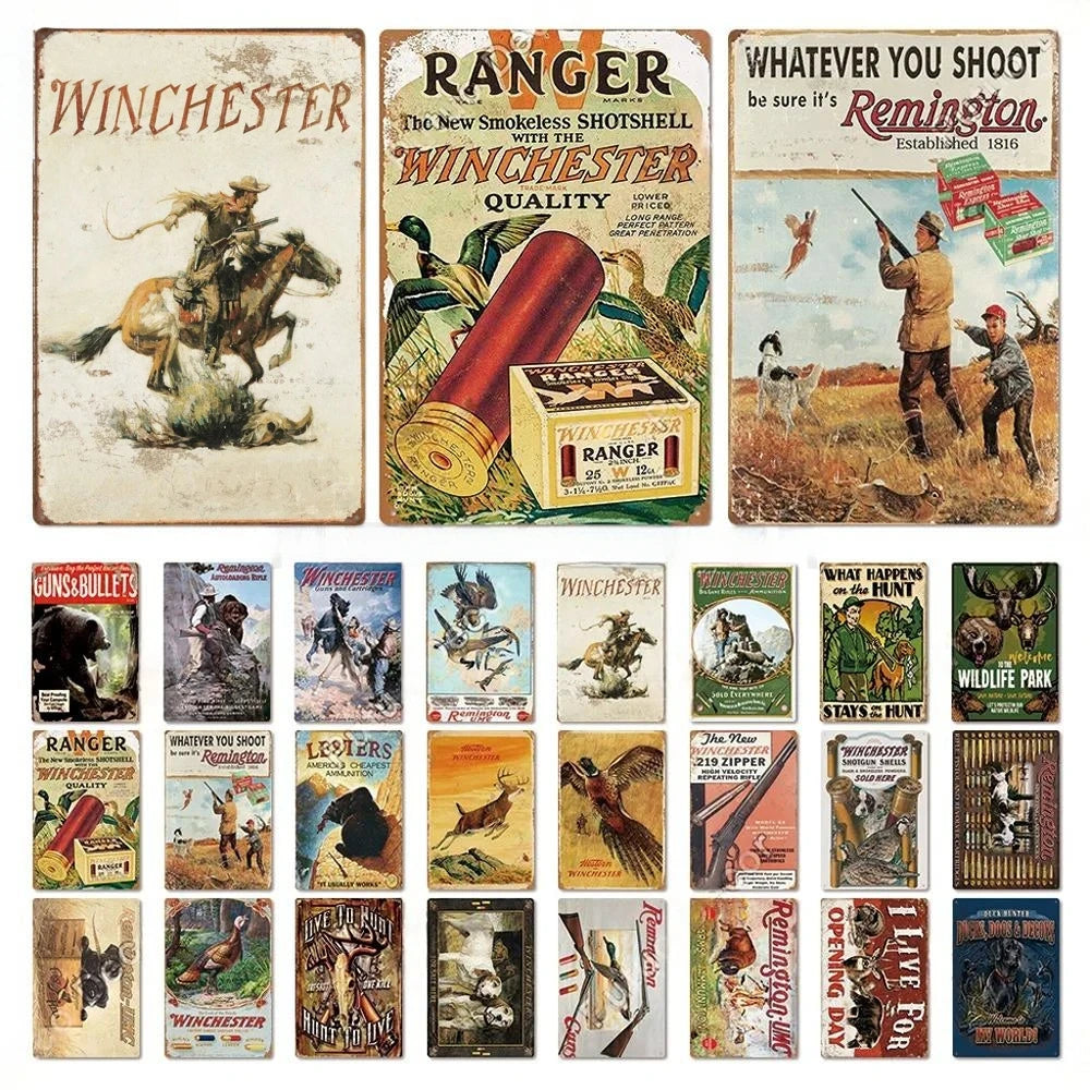 Vintage Hunting Metal Sign Wall Decor for Man Cave