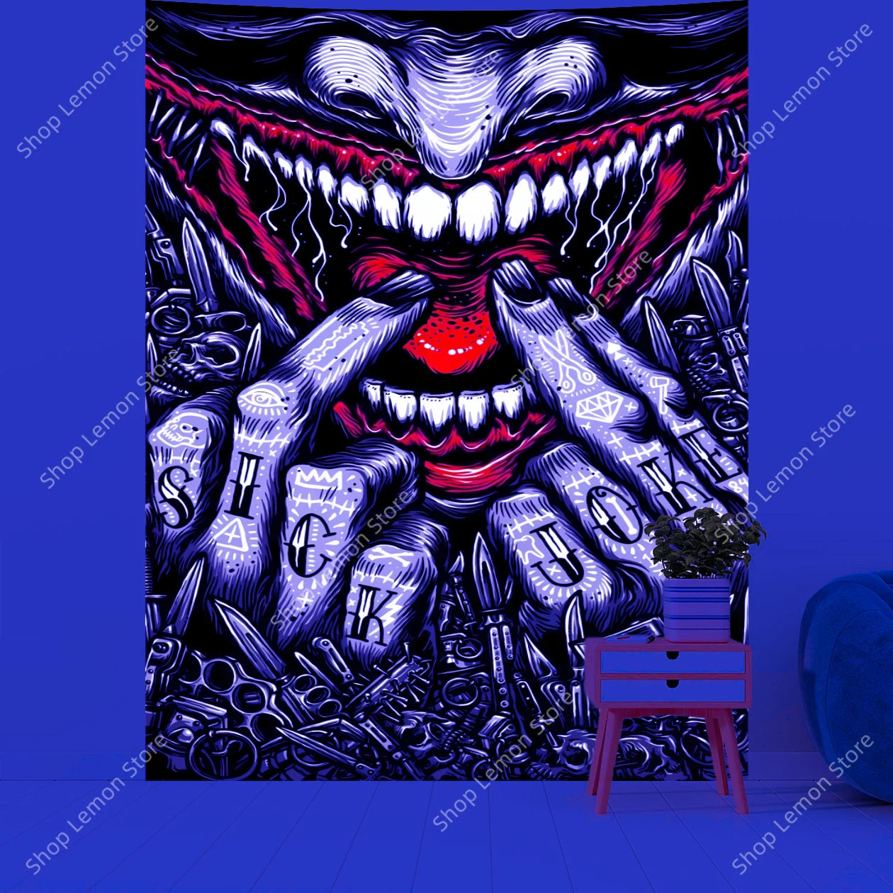 Clown Horror Art Gothic UV Tapestry Wall Decor