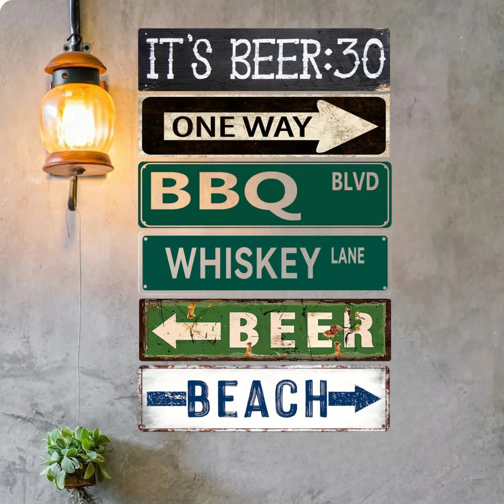 Vintage Metal Street Sign Wall Decor 40x10cm