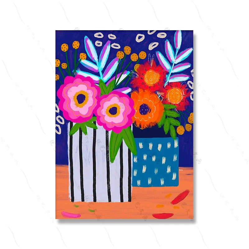 Boho Quote Flowerpot Canvas Art - Colorful Home Decor Poster
