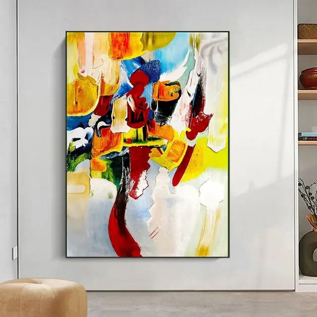 Pink Petals Abstract Oil Painting - Modern Wall Art Decor