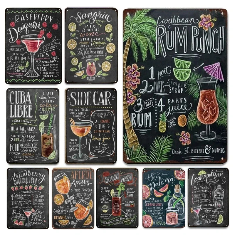 Retro Beer & Mojito Metal Sign - Vintage Bar Wall Decor