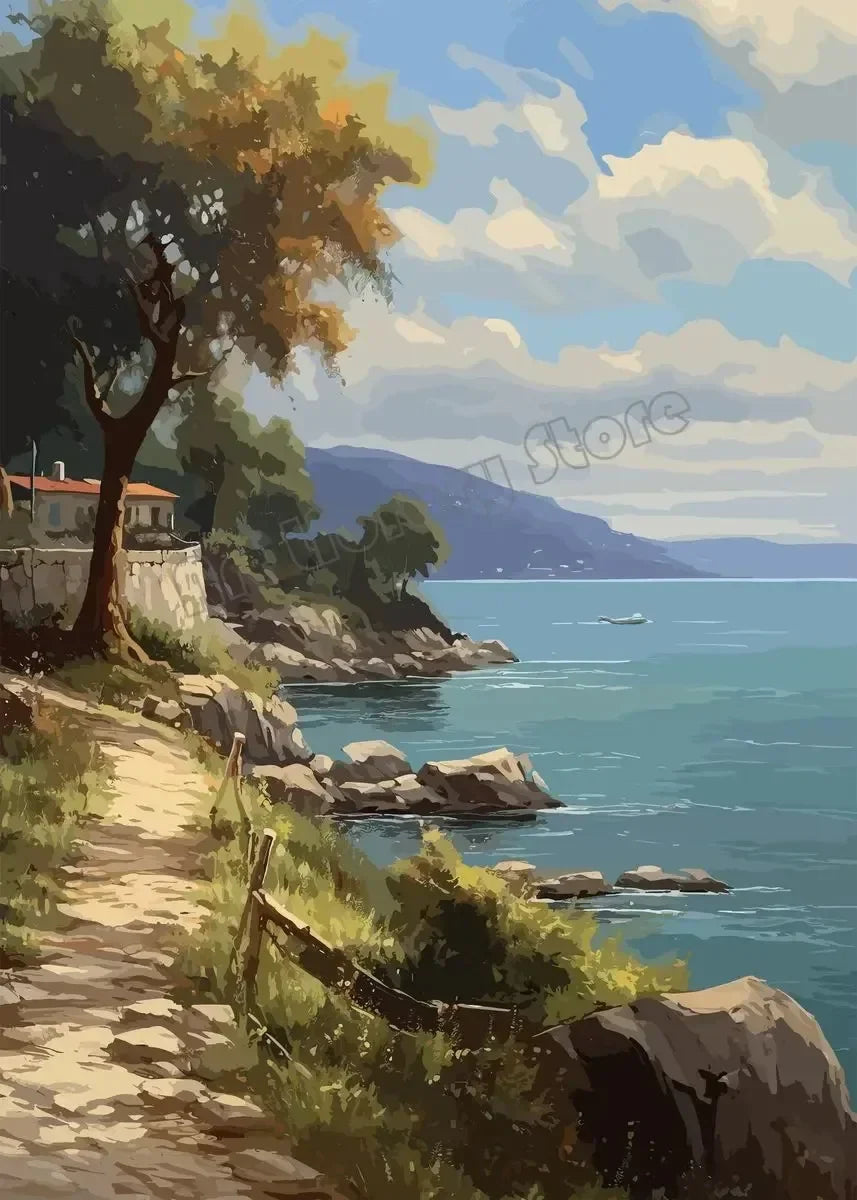 Coastal Seaside Canvas Art: Ocean Beach House Decor