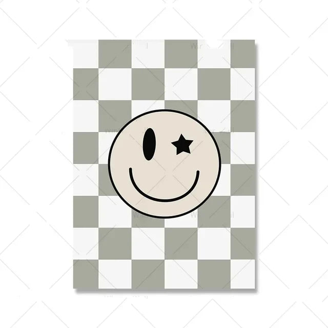 Sage Green Smiley Boyhood Quote Canvas Art for Kids Room