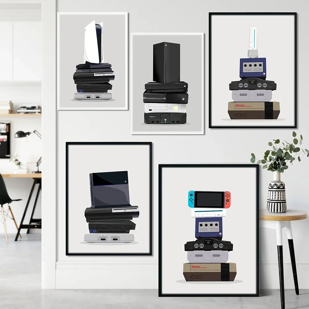 Retro Gamepad Canvas Wall Art for Boys Room Decor