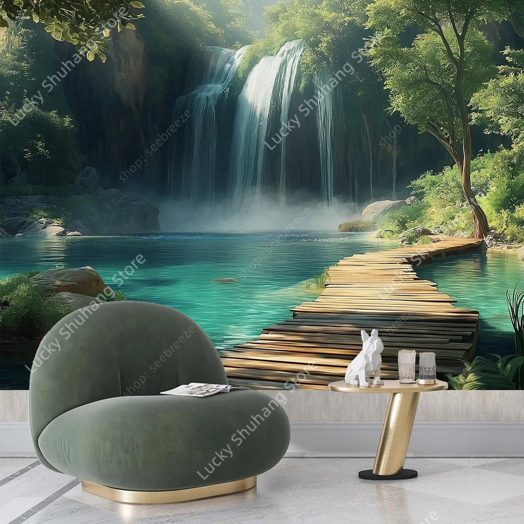 Waterfall Forest Tapestry: Nature Decor for Home & Office