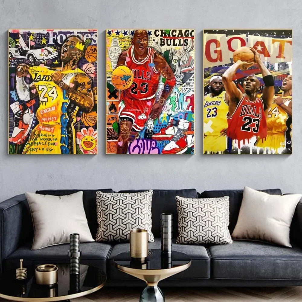 Kobe Bryant LeBron James Basketball Poster Wall Art