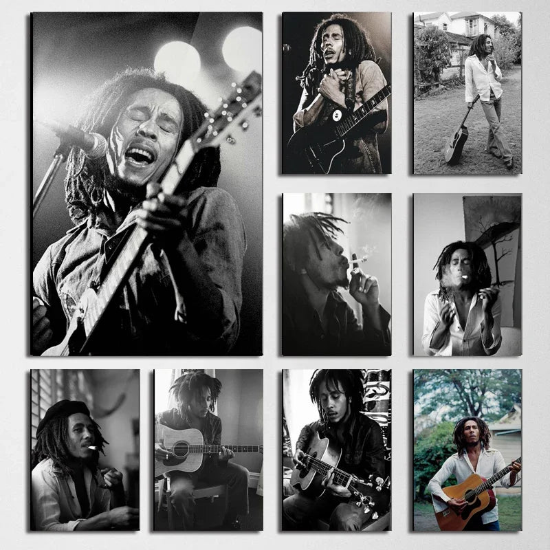 Bob Marley Black & White Canvas Art Print Wall Decor