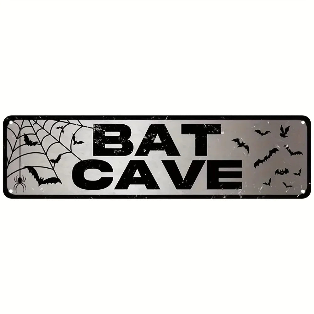 Rustic Bat Cave Tin Sign Wall Decor for Home & Bar