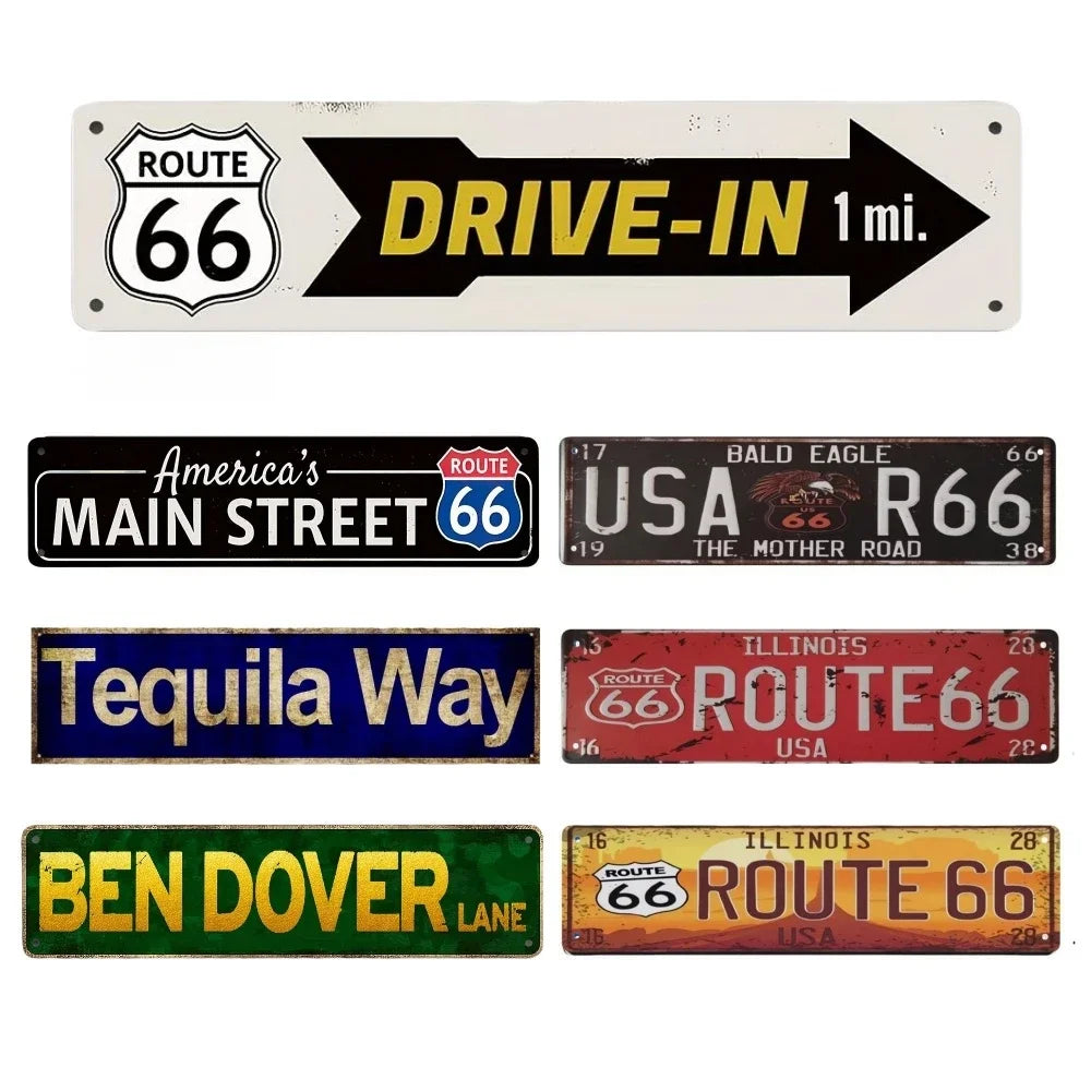 Route 66 Vintage Metal Sign - USA Illinois Wall Decor