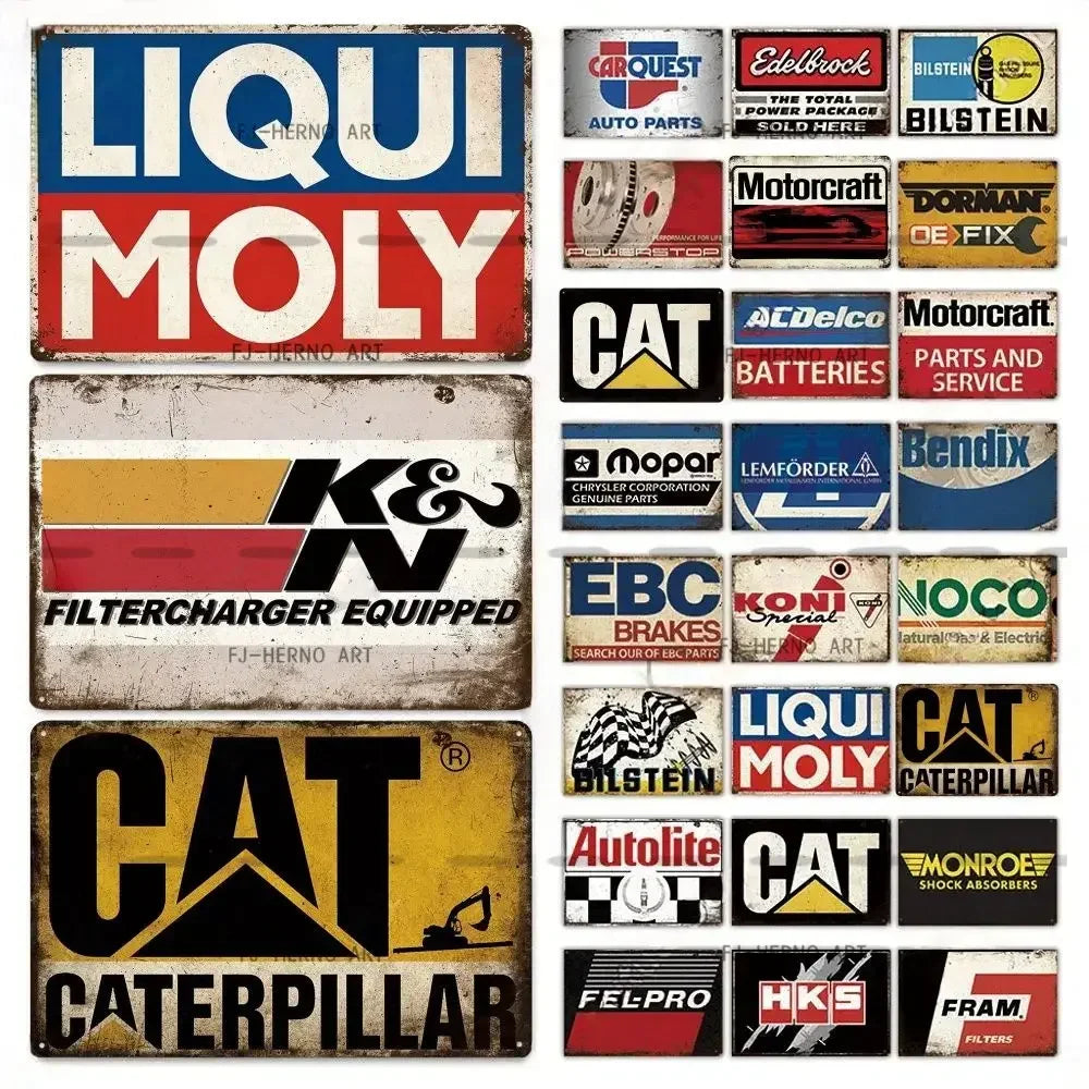 Vintage Car Parts Tin Sign Garage Decor Wall Plaque