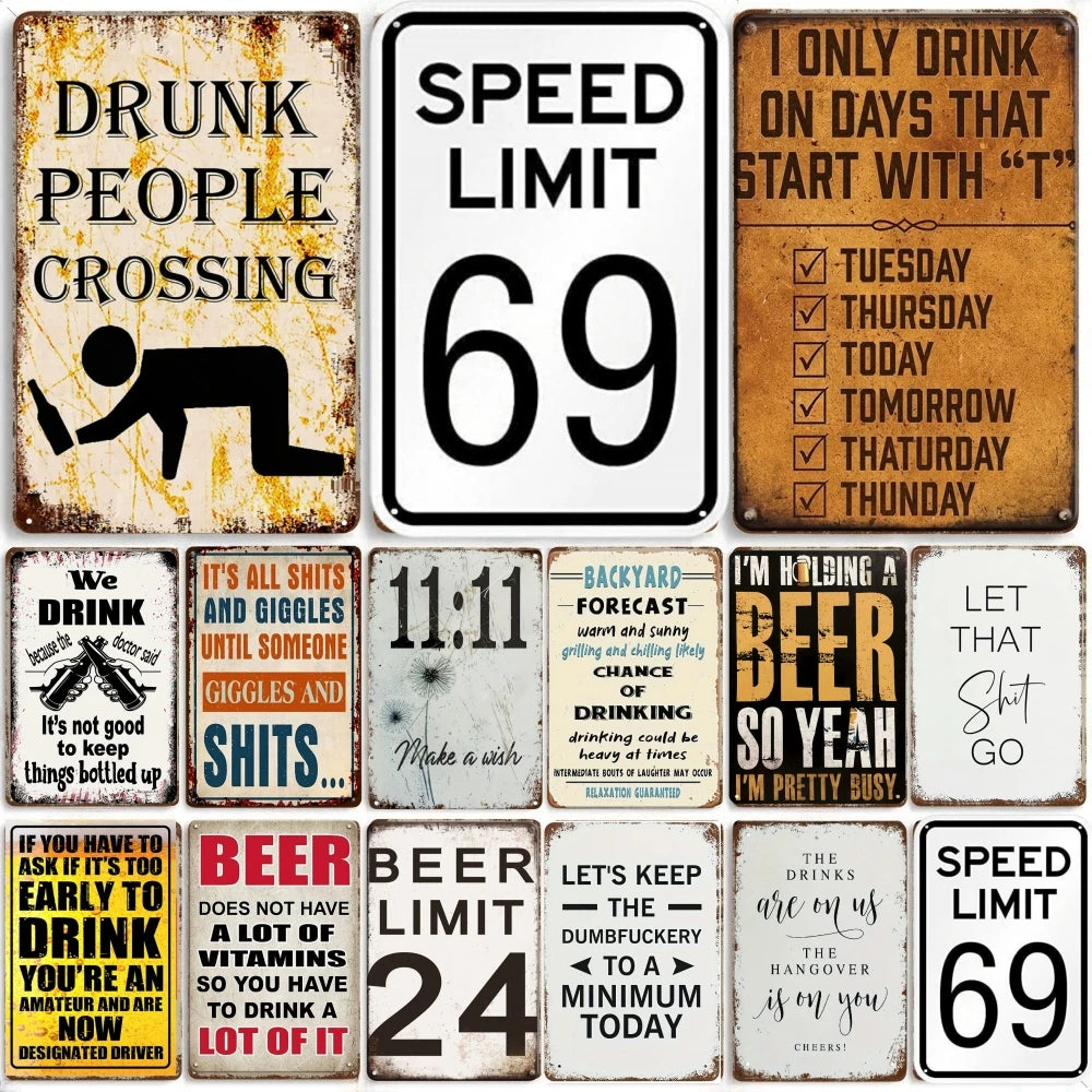 Vintage Metal Bar Signs: Man Cave Beer Decor 20x30Cm