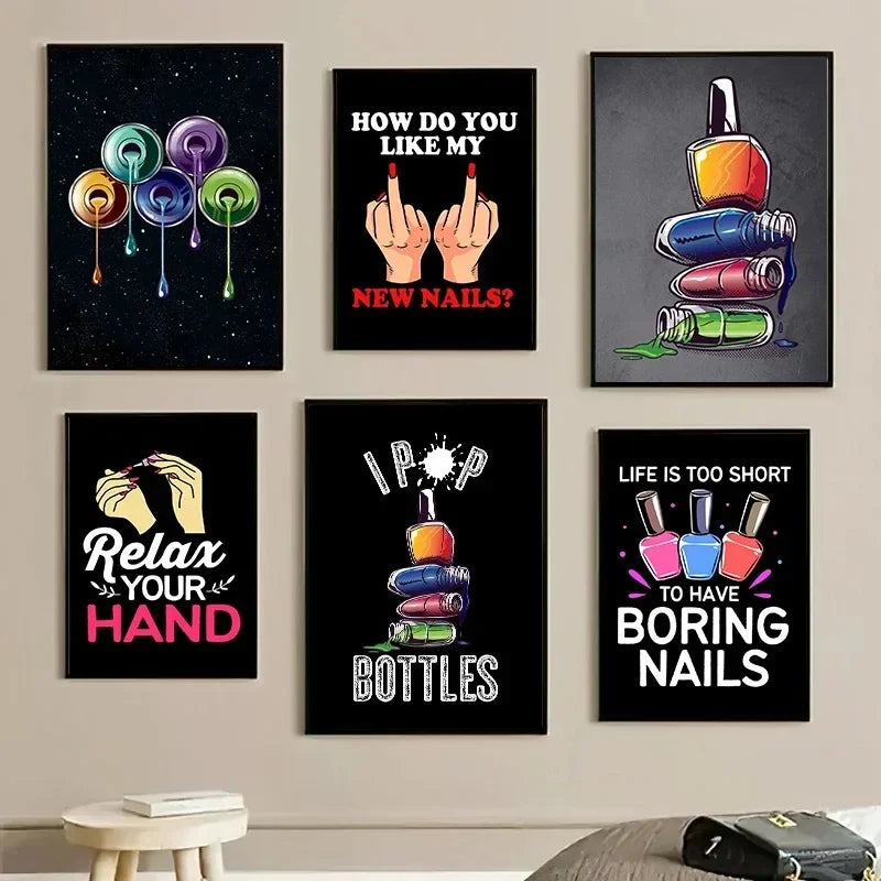 Nail Polish Canvas Art Poster for Salon Decor