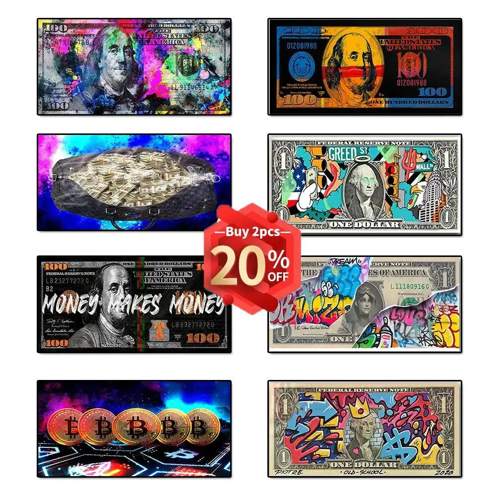 Bitcoin Dollar Graffiti Canvas Art Poster for Home Decor