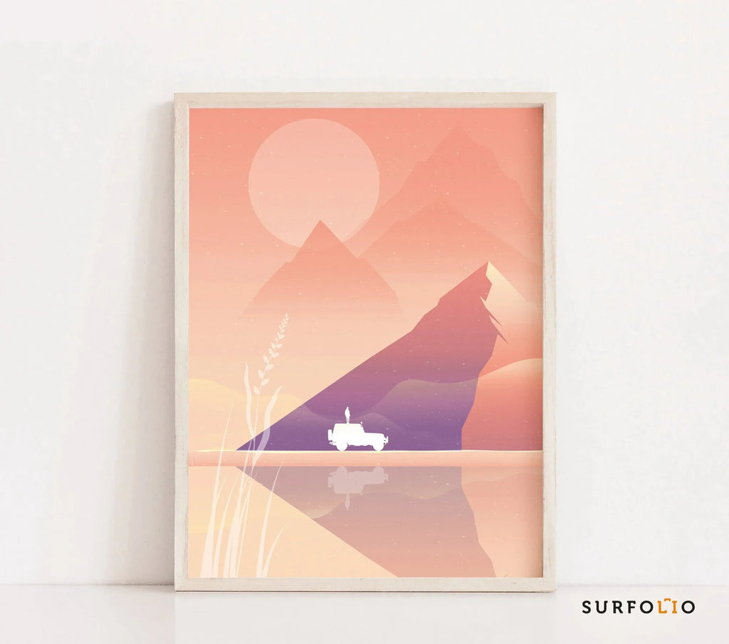 Bohemian Mountain Canvas Art: Mid-Century Moon & Galaxy Decor