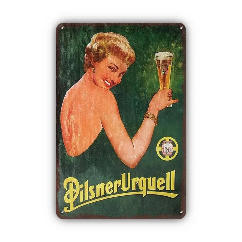 Vintage Pin-Up Bar Rules Metal Sign Wall Decor