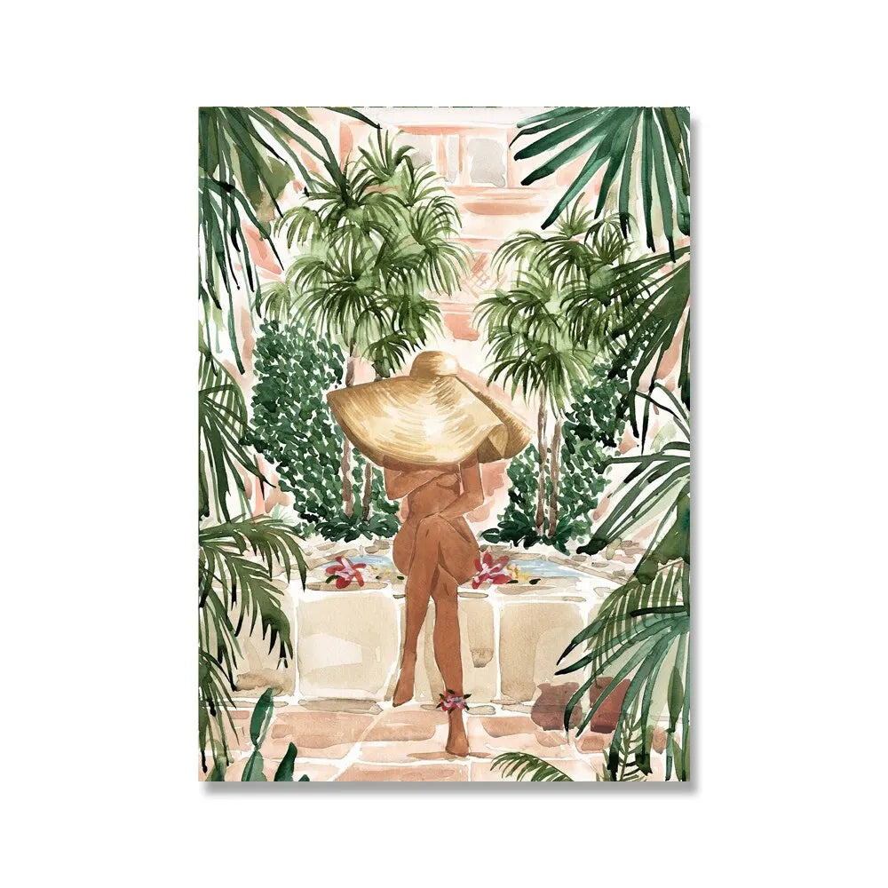 Tropical Boho Swim Art: Jungle Canvas Posters Decor