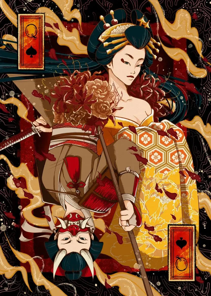 Samurai Poker Canvas Art - Vintage Wall Decor