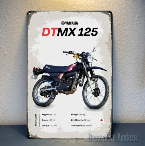 Yamaha DTMX125 Metal Poster Sign 20x30cm Collectible