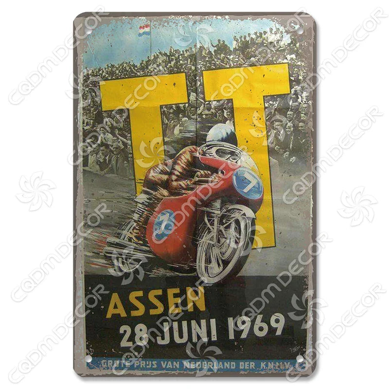 Vintage Motorcycle Racing Metal Sign Decor