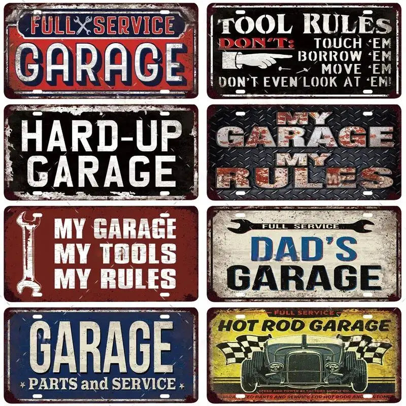 Vintage Garage Metal Sign Decor - Man Cave Wall Plaque